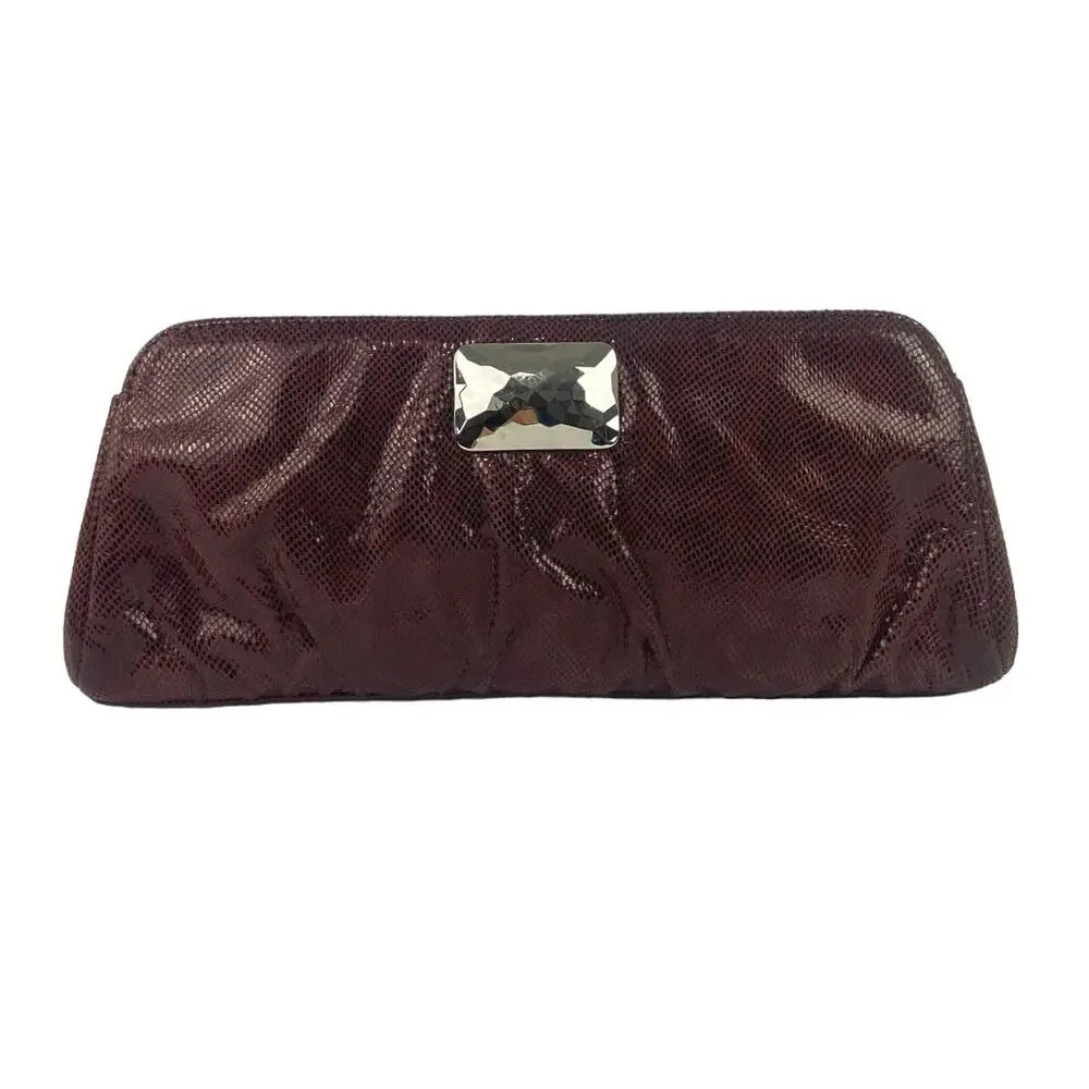 Michelle Fantaci for Lauren Merkin Purple Snakeskin Leather Party Clutch Purse